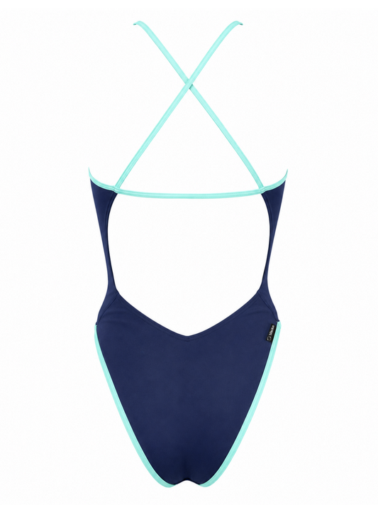 LIMITED EDITION Navy + Aqua Cross-Back Swimsuit