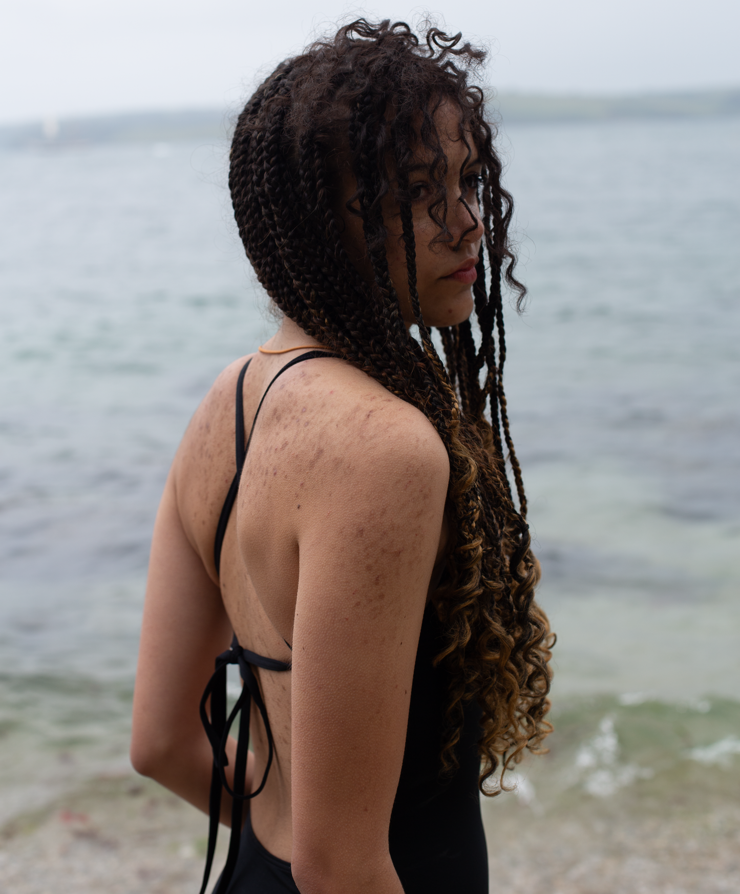 Girl's One-Piece Black Swimsuit – Tie Back 😈